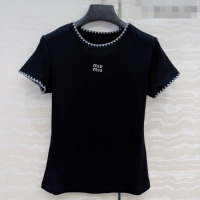 Reasonable Price Miu Miu Cotton T-Shirt MM042325 Black 2026