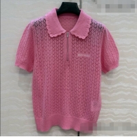Top Grade Miu Miu Cashmere & Silk Short-sleeved Sweater CH081223 Pink 2026