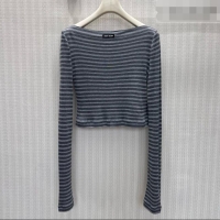 Luxury Discount Miu Miu Striped Top M081324 Grey 2026