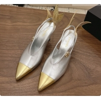 Good Looking Chanel Metallic Leather Slingbacks 7.5cm Heel G47323 Silver 2026