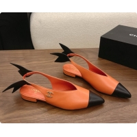 Duplicate Chanel Lambskin Slingbacks Flat CH072864 Orange 2026