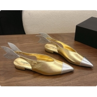 Charming Chanel Metallic Leather Slingbacks Flat CH072866 Gold 2026