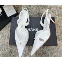 Unique Style Chanel Lambskin Slingbacks CH073154 6.5cm Heel White 2026