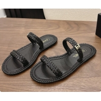 Purchase Chanel Coco Beach Calfskin Mules Sandals G47142 Black 2026