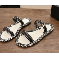 Charming Chanel Coco Beach Calfskin Mules Sandals G47142 Black/White 2026