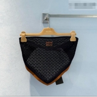 Luxury Cheap Miu Miu Cotton Crochet and Suede Vest M081436 Black/Brown 2026