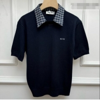 Grade Quality Miu Miu Cashmere Short-sleeved Sweater M081440 Navy 2026