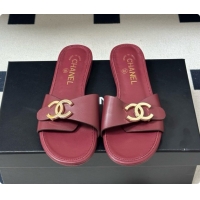Luxurious Chanel Calfskin Mules G47558 Burgundy 202