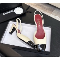 Low Cost Chanel Lambskin & Patent Calfskin Slingbacks 7cm Heel G47515 Light Beige 2026