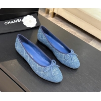 Good Quality Chanel Quilted Denim Ballet Flats Ballerinas G26250 Blue 02 2026 