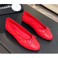 Sumptuous Chanel Quilted Lambskin Ballet Flats Ballerinas G26250 Red 2026