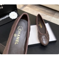 Stylish Chanel Quilted Lambskin Ballet Flats Ballerinas G26250 Dark Brown 2026