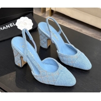 Buy Luxury Chanel Denim Slingbacks 9cm Heel G46859 Blue 01 2026
