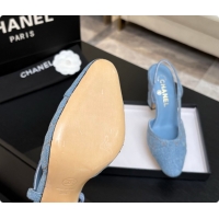 Buy Luxury Chanel Denim Slingbacks 9cm Heel G46859 Blue 01 2026