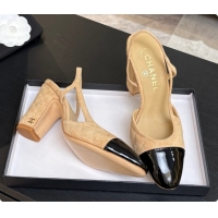 Best Product Chanel Suede & Patent Calfskin Slingbacks 9cm Heel G46859 Beige 2026