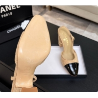 Best Product Chanel Suede & Patent Calfskin Slingbacks 9cm Heel G46859 Beige 2026