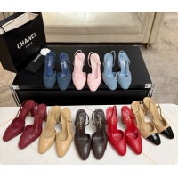 Best Grade Chanel Quilted Lambskin Slingbacks 9cm Heel G46859 Red 2026