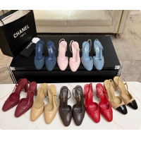 Grade Quality Chanel Quilted Lambskin Slingbacks 9cm Heel G46859 Burgundy 2026