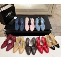Original Cheap Chanel Fabric Slingbacks 9cm Heel G46859 Pink 2026