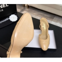 Best Grade Chanel Quilted Lambskin Slingbacks 9cm Heel G46859 Beige 2026