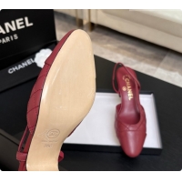 Grade Chanel Quilted Lambskin Slingbacks 6.5cm Heel G31318 Burgundy 2026