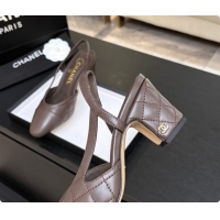 Stylish Chanel Quilted Lambskin Slingbacks 6.5cm Heel G31318 Dark Brown 2026