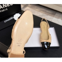 Buy Discount Chanel Quilted Suede & Patent Leather Flat Slingbacks G31319 CH081607 Beige 2026