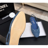Stylish Chanel Denim Flat Slingbacks G31319 CH081609 Blue 02 2026