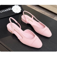 Luxurious Chanel Fabric Flat Slingbacks G31319 CH081610 Pink 2026