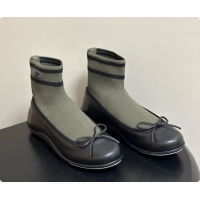 Classic Hot Chanel Lambskin & Knit Sneakers G47572 Black/Green 2026