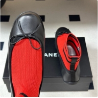 Most Popular Chanel Lambskin & Knit Sneakers G47572 Black/Red 2026