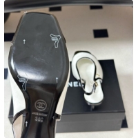Duplicate Chanel Lambskin & Patent Calfskin Slingbacks 6.5cm Heel CH081714 White 2026