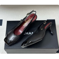 Luxurious Chanel Lambskin & Patent Calfskin Slingbacks 6.5cm Heel CH081716 Black 2026