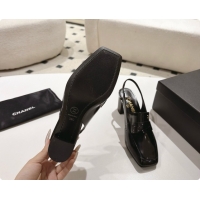 Grade Quality Chanel Shiny Calfskin Slingbacks 8cm Heel G47490 Black 2026