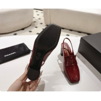 Top Design Chanel Shiny Calfskin Slingbacks 8cm Heel G47490 Burgundy 2026