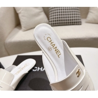 Pretty Style Chanel Shiny Calfskin Mules G47494 White 2026