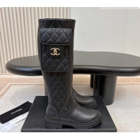 Unique Style Chanel Calfskin High Boots with Pocket CH081736 Black 2026