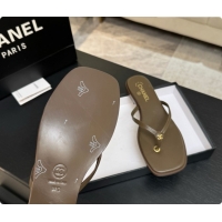 Luxury Chanel Goatskin Thongs Sandals G47319 Khaki Green 2026