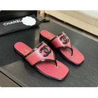 Buy Luxury Chanel Lambskin & Patent Calfskin Thongs Sandals G47522 Burgundy 2026