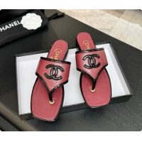 Buy Luxury Chanel Lambskin & Patent Calfskin Thongs Sandals G47522 Burgundy 2026