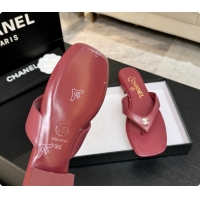 Best Grade Chanel Lambskin Thongs Sandals G47481 Burgundy 2026
