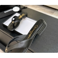 Good Quality Chanel Lambskin Thongs Sandals G47481 Black 2026