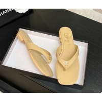 Sumptuous Chanel Lambskin Thongs Sandals G47481 Beige 2026