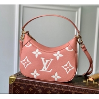 Top Grade Louis Vuitton Bagatelle BB Mini Hobo bag in Oversized Monogram Leather M46112 Pink/Beige 2026
