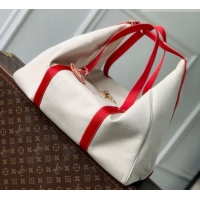 Top Grade Louis Vuitton Voyageur Bag in Lighthouse Red Organic Cotton M28509 2026
