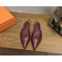 Top Grade Hermes Nicoletta Slingback in Burgundy Leather 6080620 2026