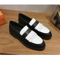 Pretty Style Hermes Classic Loafer in Calfskin H080708 Black/White 2026
