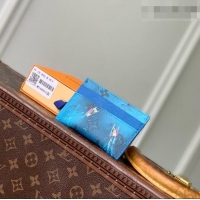 Top Grade Louis Vuitton Double Card Holder in Blue Monogram Canvas M26802 2026