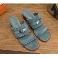 Stylish Hermes Ninon 50 Sandal in Suede H080722 Blue 2026