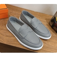 Low Cost Hermes Job loafers in grained Calfskin H080734 Grey 2026